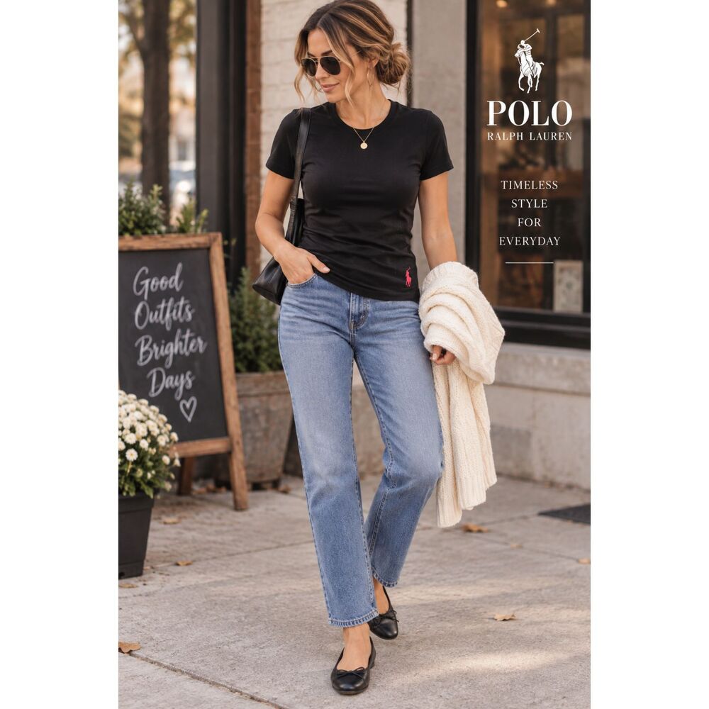 NWOT Polo Ralph Lauren Black Slim Fit Tee Women’s Small Cotton Shirt